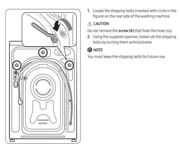 Remove the shipping bolts